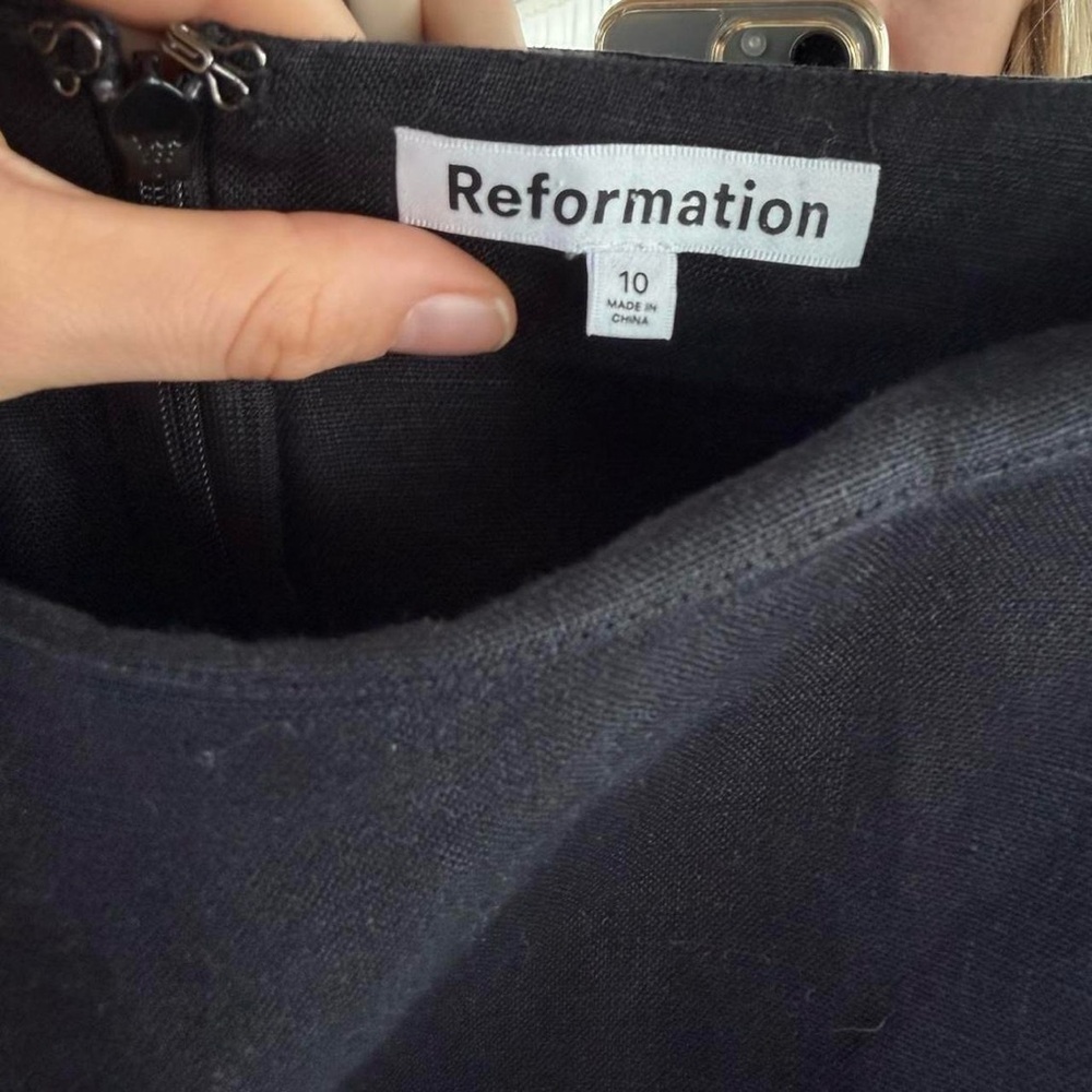 Reformation Black Pencil Skirt with White Trim - Picture 3 of 6